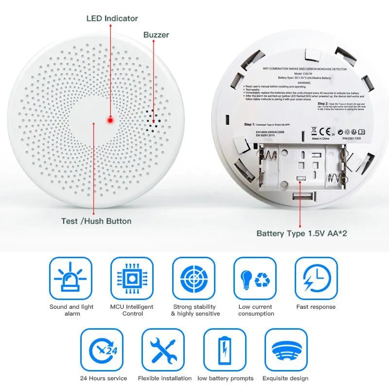 Smart-Dwelling - 2-in-1 WiFi Tuya Smart Carbon Monoxide and Smoke Detector