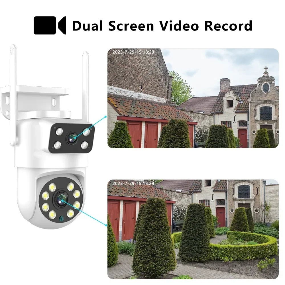 Smart-Dwelling - 4K 4MP-8MP Dual Lens PTZ WiFi Camera with Full HD, Dual Screen, AI Human Auto Tracking - Outdoor 4MP Security Video Surveillance Camera with Tuya Compatibility