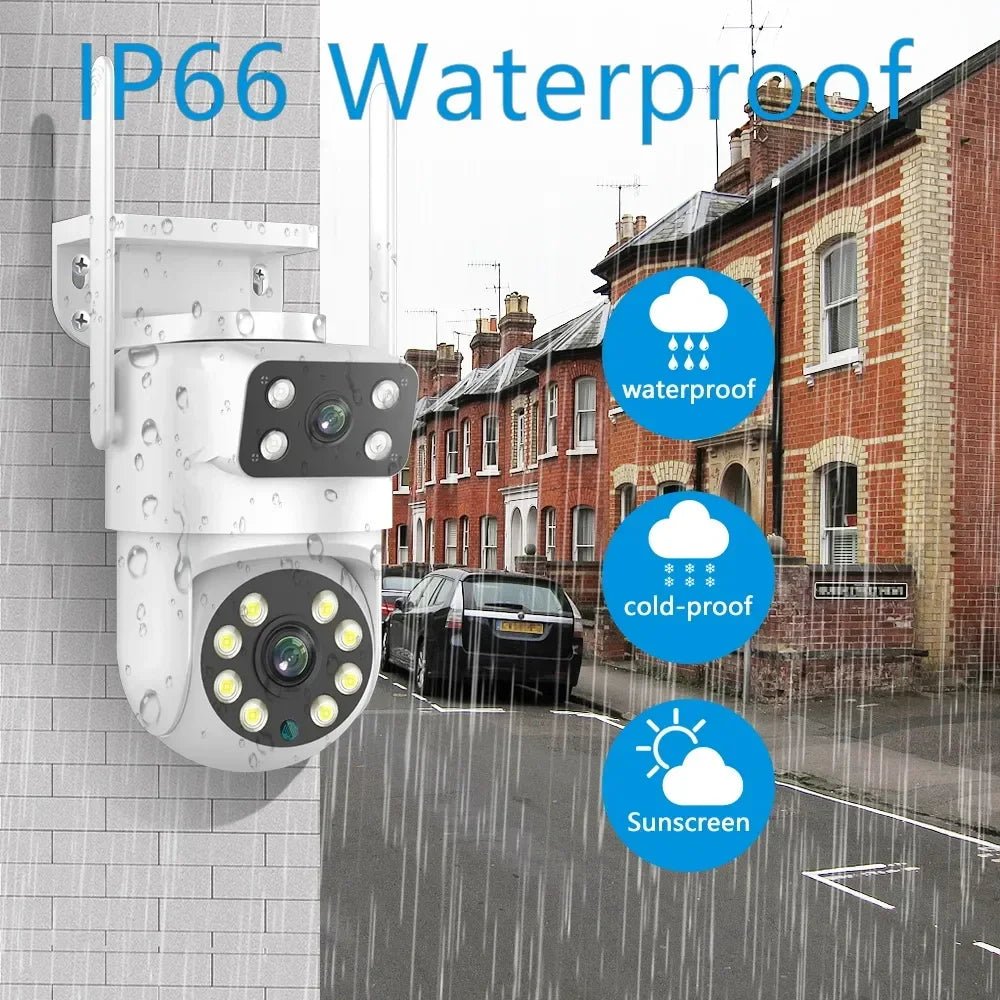 Smart-Dwelling - 4K 4MP-8MP Dual Lens PTZ WiFi Camera with Full HD, Dual Screen, AI Human Auto Tracking - Outdoor 4MP Security Video Surveillance Camera with Tuya Compatibility