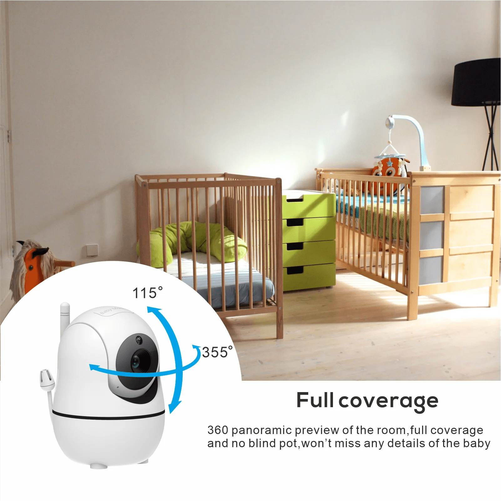 Smart-Dwelling - 5-Inch HD Video Monitor with 4X Zoom, 22-Hour Battery, 1000ft Range, 2-Way Audio, Temperature Sensor, Lullaby