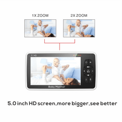 Smart-Dwelling - 5-Inch HD Video Monitor with 4X Zoom, 22-Hour Battery, 1000ft Range, 2-Way Audio, Temperature Sensor, Lullaby