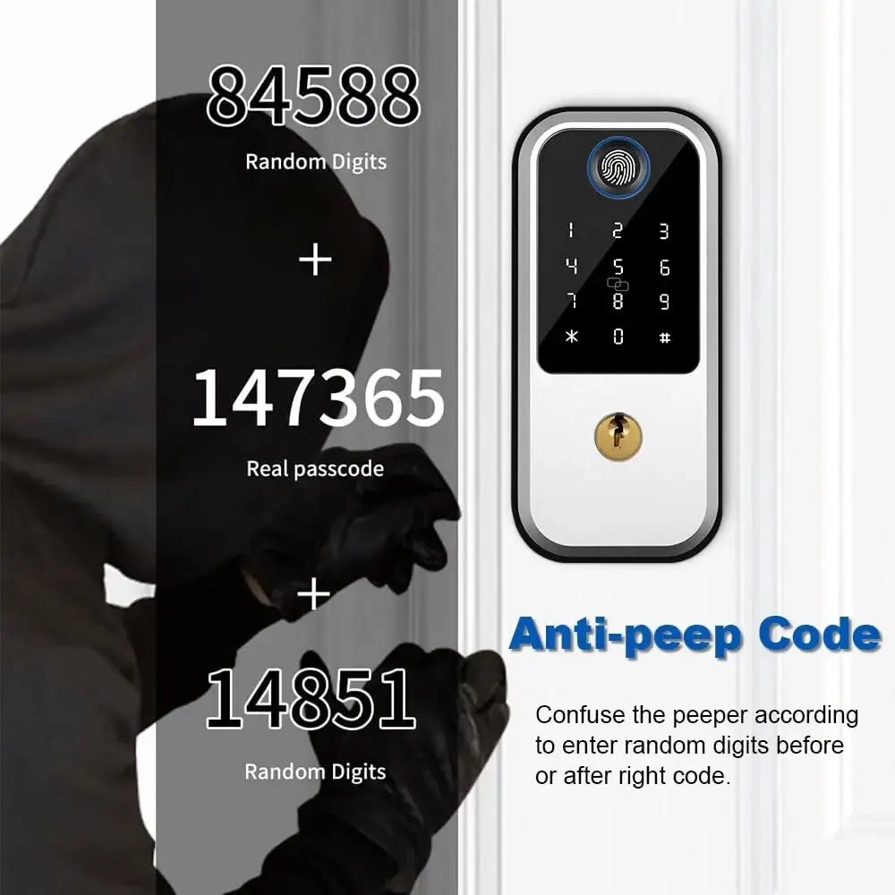 Smart-Dwelling - Advanced 4-in-1 Fingerprint Door Lock - Keyless Entry, Electronic Keypad Deadbolt, Smart Locks for Front Door, Auto-Lock, Anti-Peeking Password - Secure and Convenient Home Security Solution