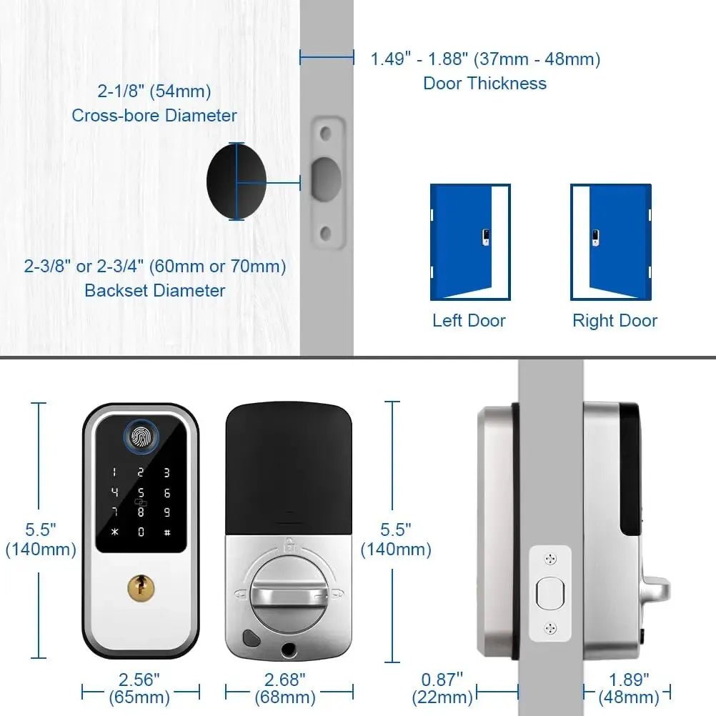 Smart-Dwelling - Advanced 4-in-1 Fingerprint Door Lock - Keyless Entry, Electronic Keypad Deadbolt, Smart Locks for Front Door, Auto-Lock, Anti-Peeking Password - Secure and Convenient Home Security Solution