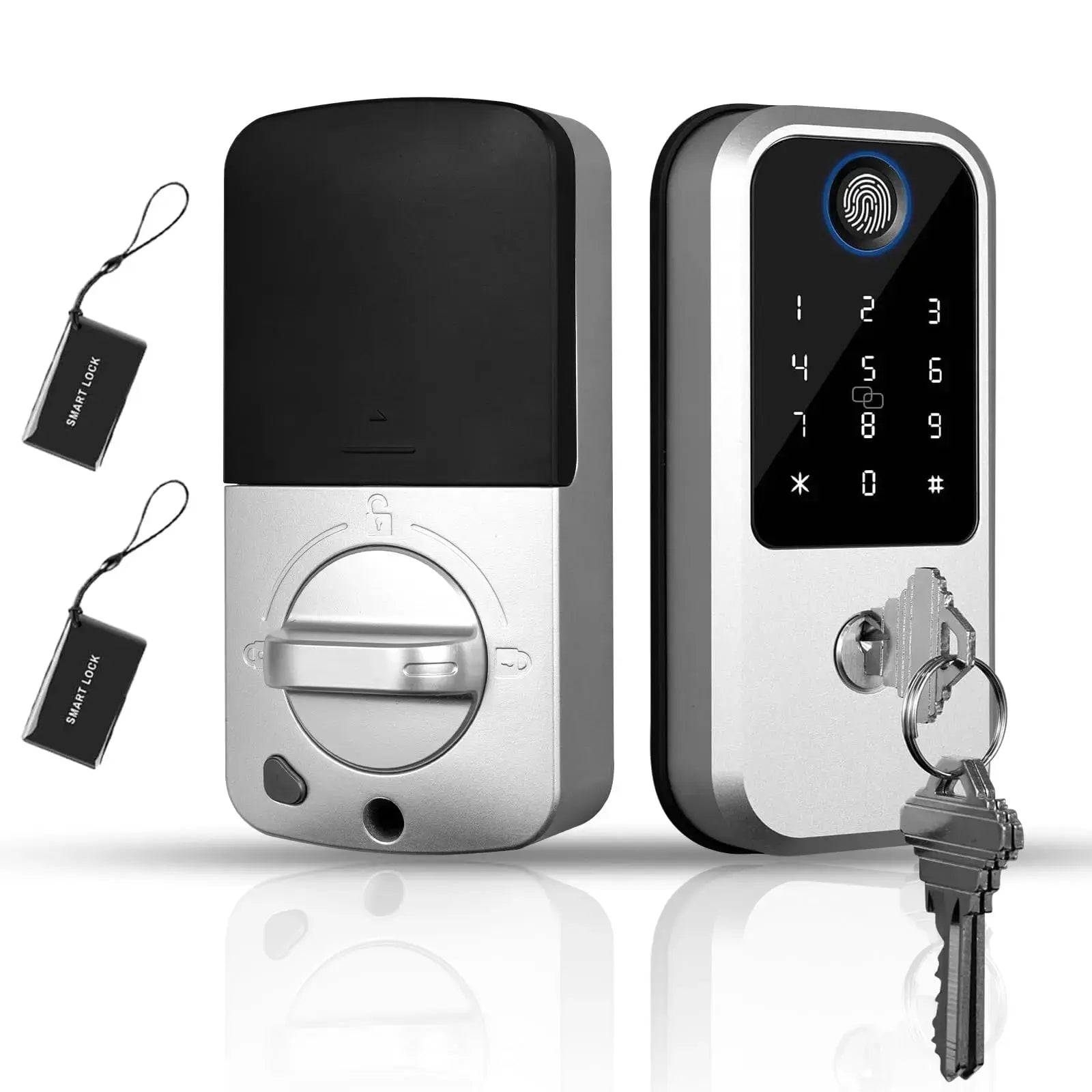 Smart-Dwelling - Advanced 4-in-1 Fingerprint Door Lock - Keyless Entry, Electronic Keypad Deadbolt, Smart Locks for Front Door, Auto-Lock, Anti-Peeking Password - Secure and Convenient Home Security Solution