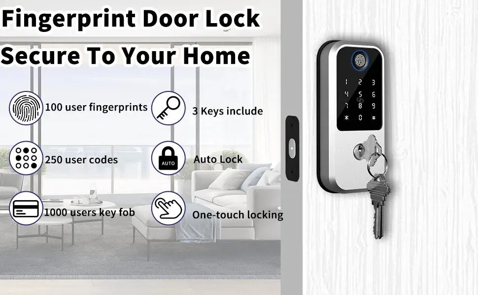 Smart-Dwelling - Advanced 4-in-1 Fingerprint Door Lock - Keyless Entry, Electronic Keypad Deadbolt, Smart Locks for Front Door, Auto-Lock, Anti-Peeking Password - Secure and Convenient Home Security Solution