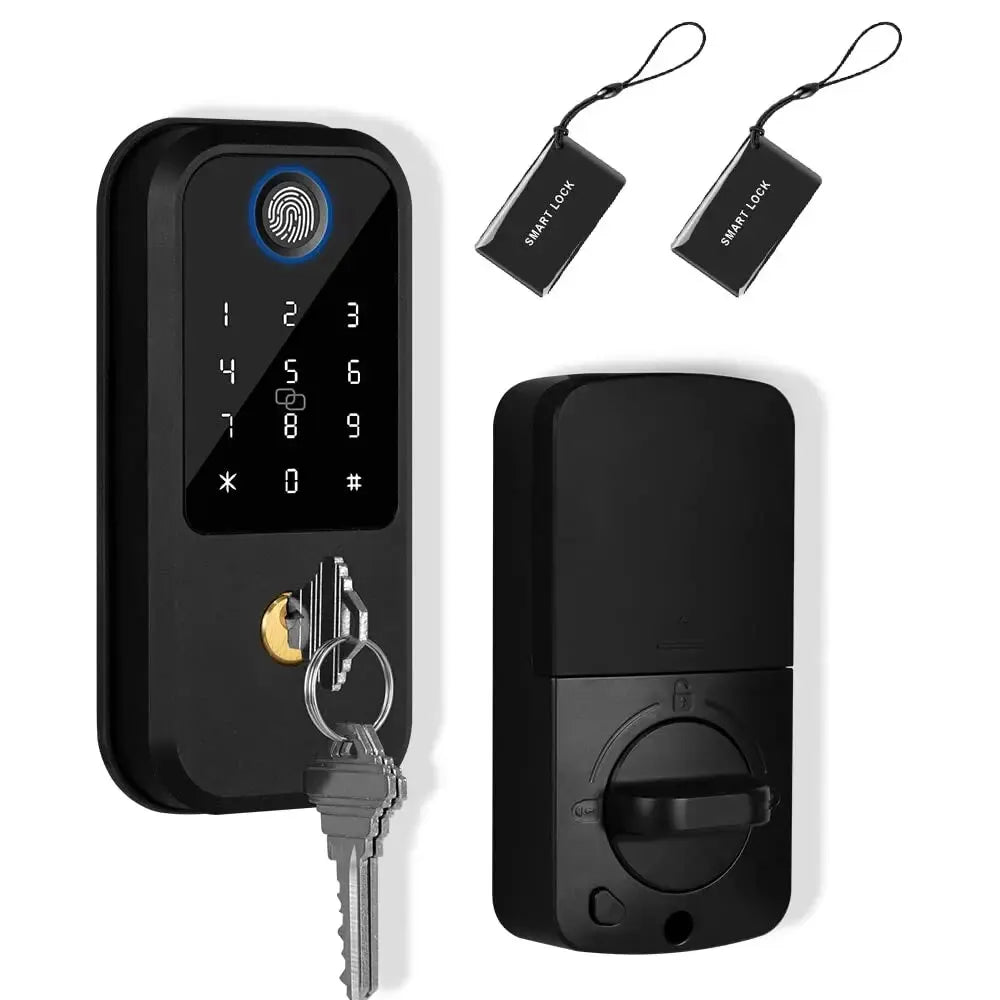 Smart-Dwelling - Advanced 4-in-1 Fingerprint Door Lock - Keyless Entry, Electronic Keypad Deadbolt, Smart Locks for Front Door, Auto-Lock, Anti-Peeking Password - Secure and Convenient Home Security Solution