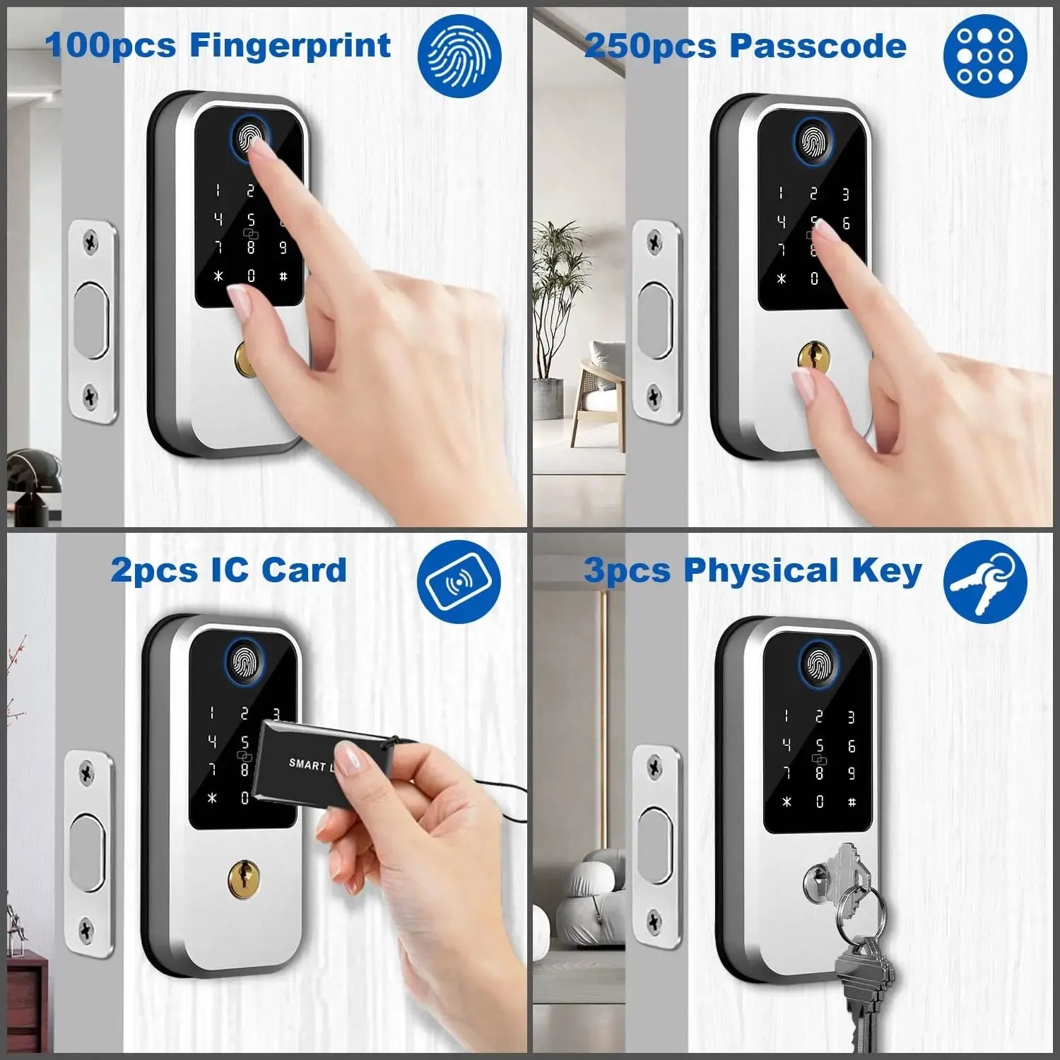 Smart-Dwelling - Advanced 4-in-1 Fingerprint Door Lock - Keyless Entry, Electronic Keypad Deadbolt, Smart Locks for Front Door, Auto-Lock, Anti-Peeking Password - Secure and Convenient Home Security Solution