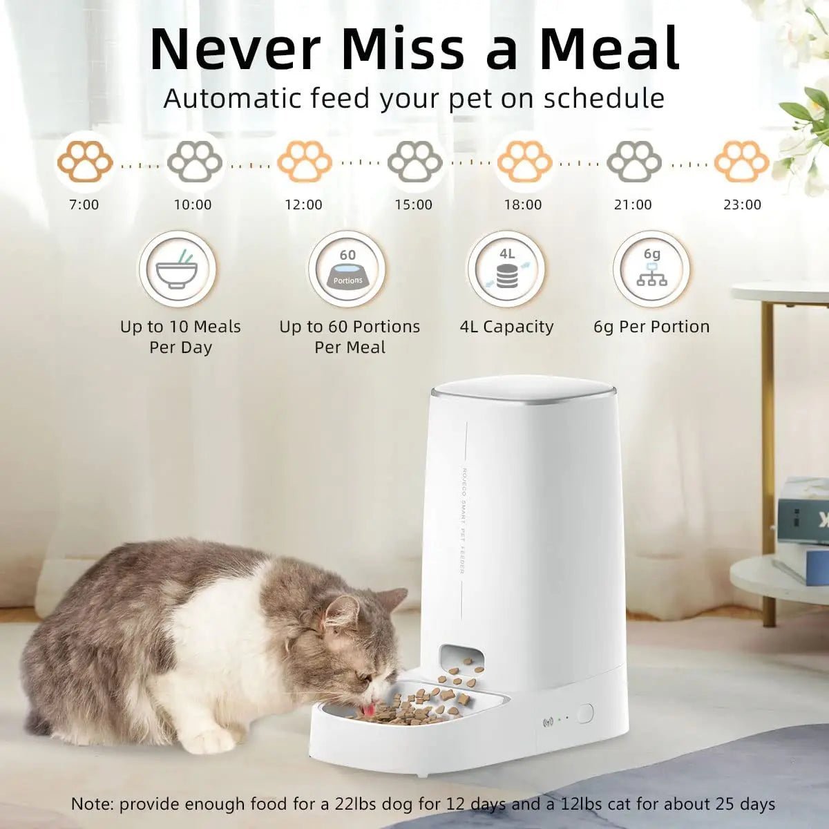 Smart-Dwelling - Automatic WiFi Pet Food Dispenser - Smart Feeder for Cats and Dogs