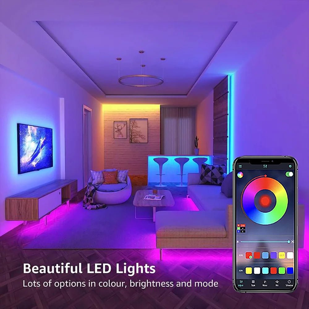 Smart-Dwelling - LED RGB5050 Strip Lights Bluetooth or WiFi Compatible with Tuya Smart Life Supports Alexa Google