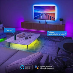 Smart-Dwelling - LED RGB5050 Strip Lights Bluetooth or WiFi Compatible with Tuya Smart Life Supports Alexa Google