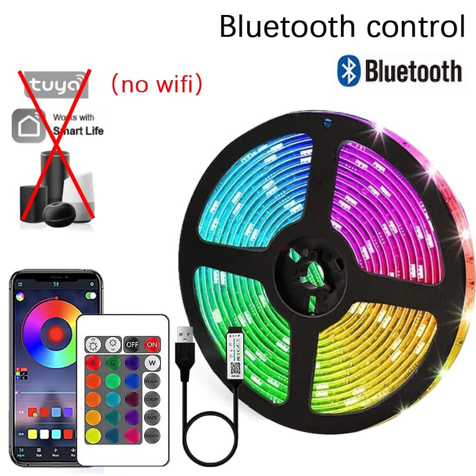 Smart-Dwelling - LED RGB5050 Strip Lights Bluetooth or WiFi Compatible with Tuya Smart Life Supports Alexa Google