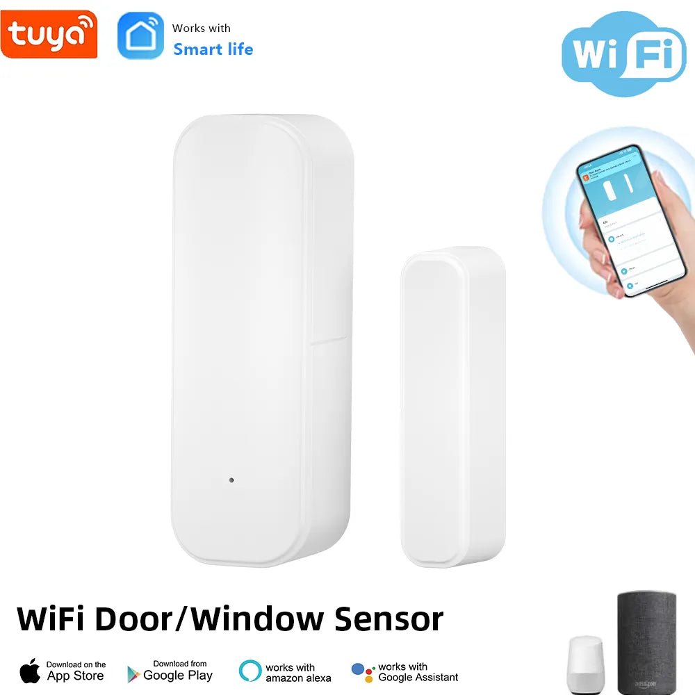 Smart-Dwelling - Magnetic Door Window Sensor Wifi Bluetooth Tuya Smart Life App Compatible With Alexa Google Home 🔖 SALE! 2 for £19!