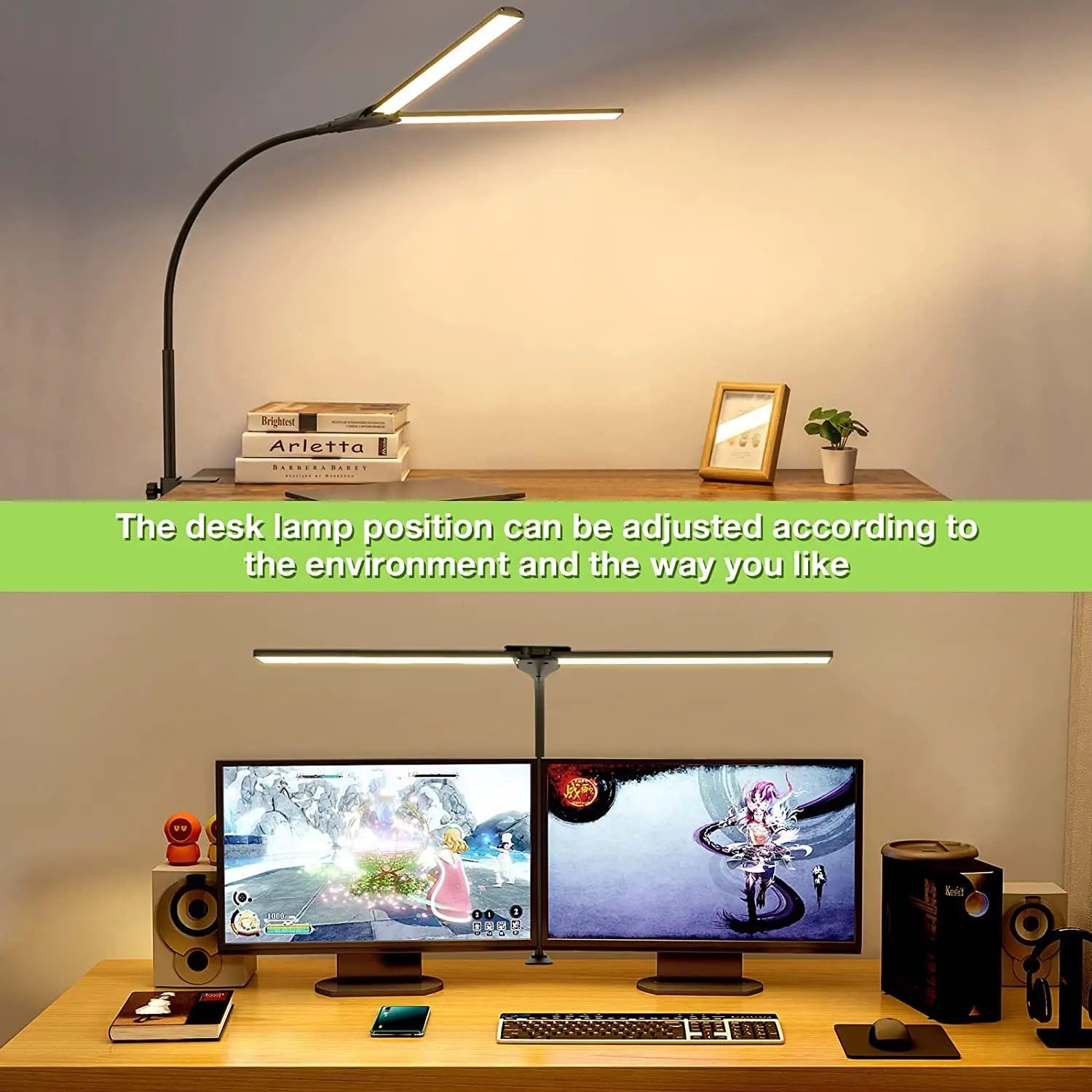 Smart - Dwelling - Adjustable Double - Head LED Desk Lamp with Swing Arm and Clamp