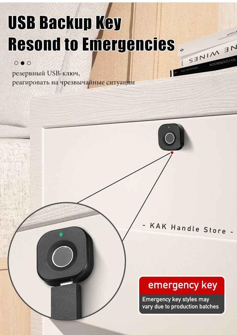 Smart - Dwelling - Biometric Fingerprint Lock Black Keyless Cabinet Lock Smart Drawer Locks Anti - theft Door Lock Long Standby Time Door Hardware