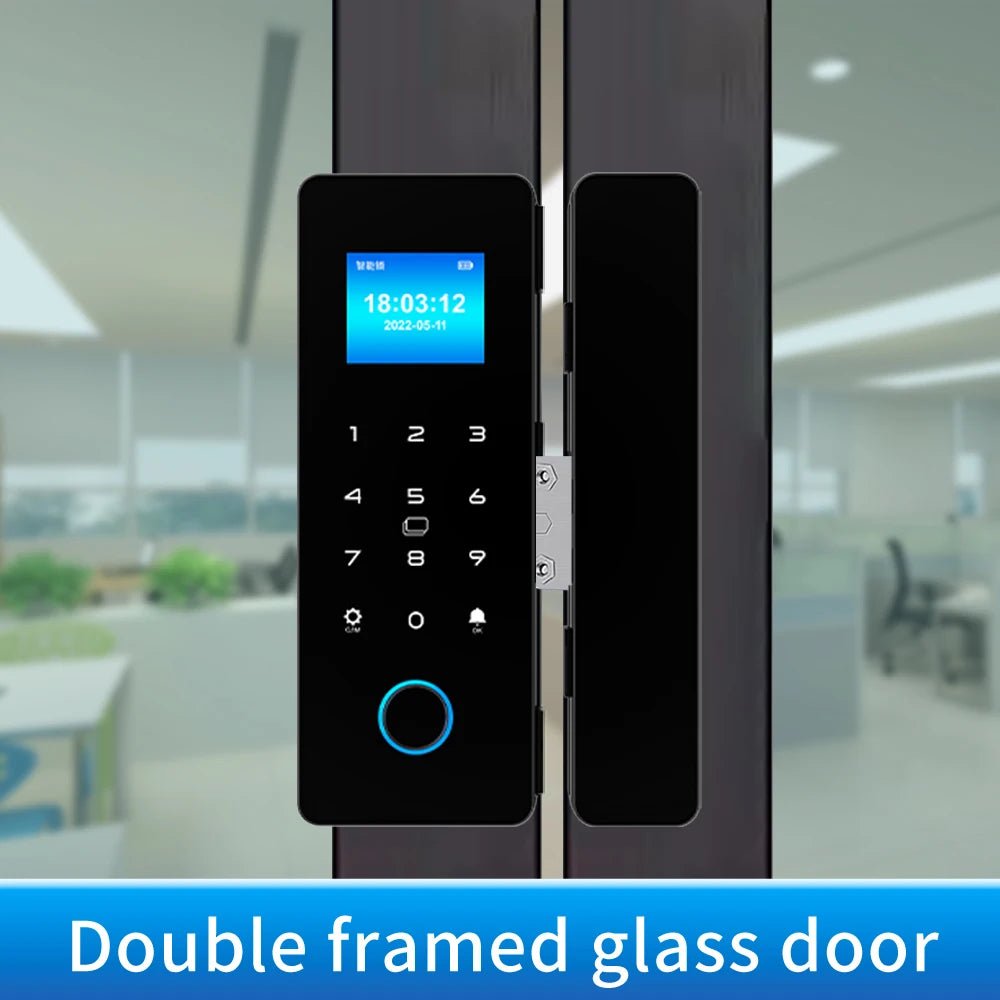 Smart - Dwelling - Electronic Digital Fingerprint Glass Door Lock - Bluetooth App, Passcode, IC Card, Keyless Smart Phone Lock