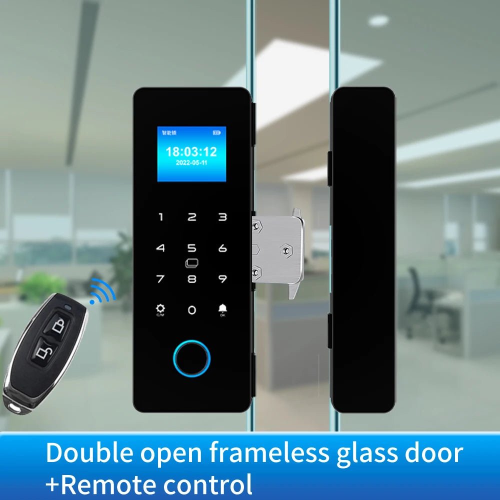 Smart - Dwelling - Electronic Digital Fingerprint Glass Door Lock - Bluetooth App, Passcode, IC Card, Keyless Smart Phone Lock