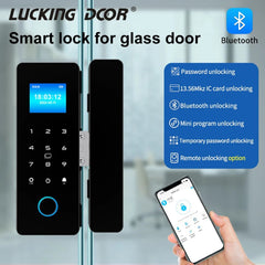 Smart - Dwelling - Electronic Digital Fingerprint Glass Door Lock - Bluetooth App, Passcode, IC Card, Keyless Smart Phone Lock