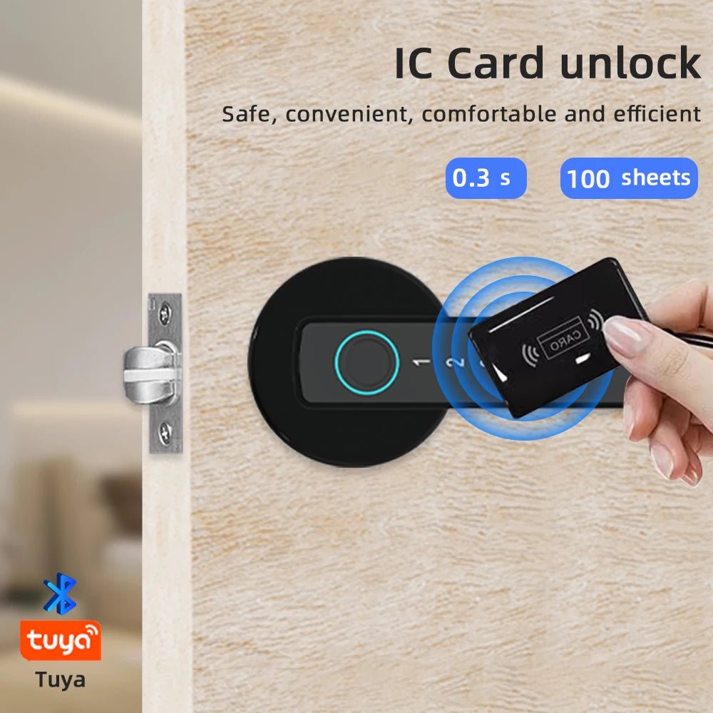 Smart-Dwelling - M5 Tuya Digital Fingerprint Door Lock Advanced Multi-Access Door Security System - Password, Bluetooth, Temporary Password, Mechanical Key, IC Card