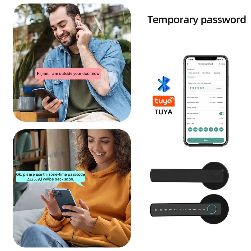 Smart-Dwelling - M5 Tuya Digital Fingerprint Door Lock Advanced Multi-Access Door Security System - Password, Bluetooth, Temporary Password, Mechanical Key, IC Card