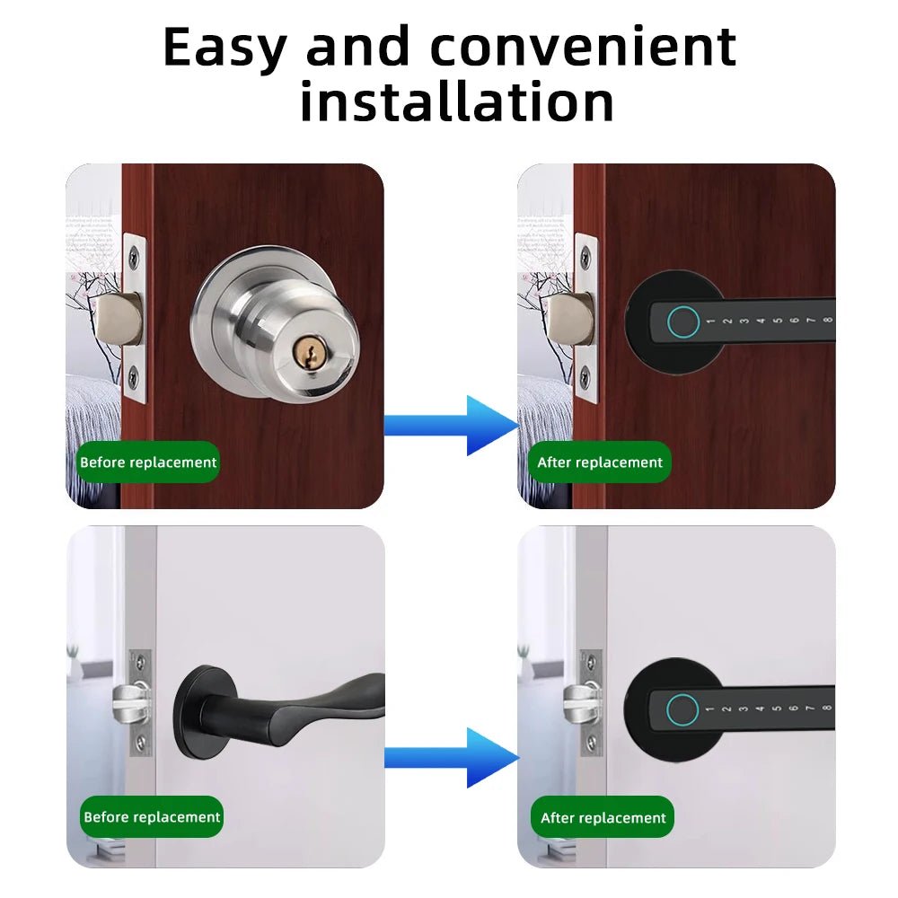 Smart-Dwelling - M5 Tuya Digital Fingerprint Door Lock Advanced Multi-Access Door Security System - Password, Bluetooth, Temporary Password, Mechanical Key, IC Card