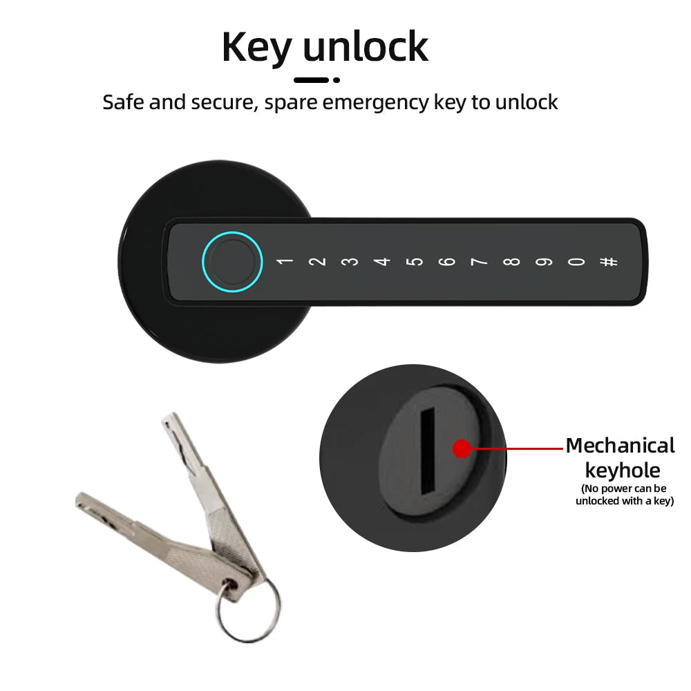 Smart-Dwelling - M5 Tuya Digital Fingerprint Door Lock Advanced Multi-Access Door Security System - Password, Bluetooth, Temporary Password, Mechanical Key, IC Card