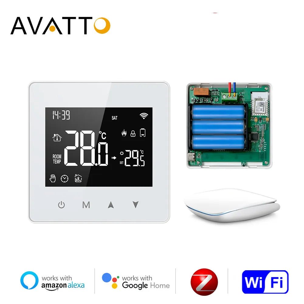 Smart-Dwelling - Tuya WiFi Zigbee Thermostat Battery-Powered Temperature Controller for Gas Boiler, for Alexa Google Home