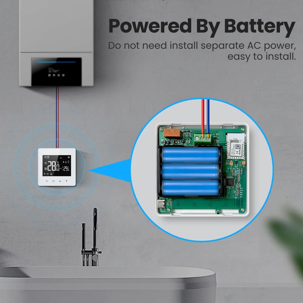 Smart-Dwelling - Tuya WiFi Zigbee Thermostat Battery-Powered Temperature Controller for Gas Boiler, for Alexa Google Home