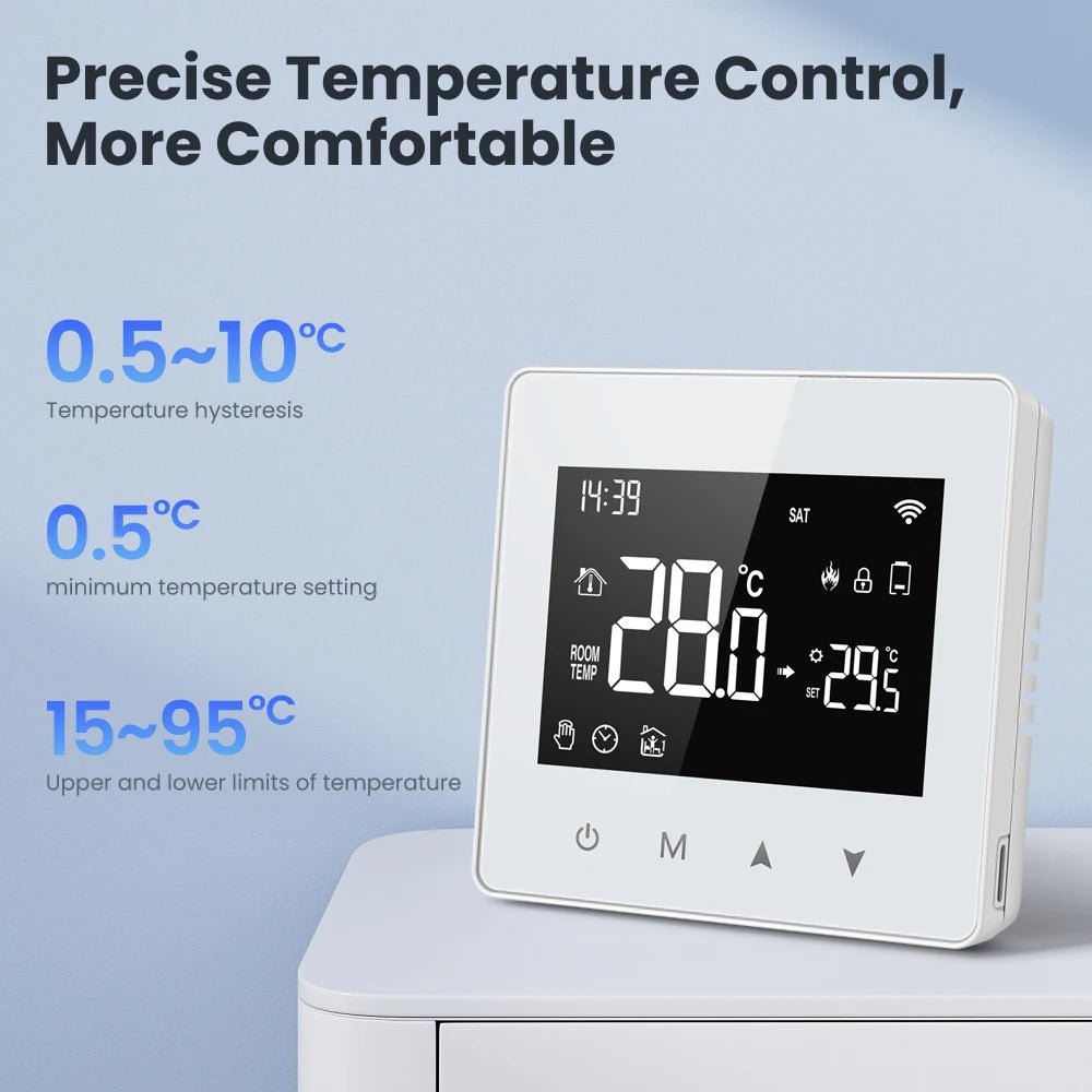 Smart-Dwelling - Tuya WiFi Zigbee Thermostat Battery-Powered Temperature Controller for Gas Boiler, for Alexa Google Home