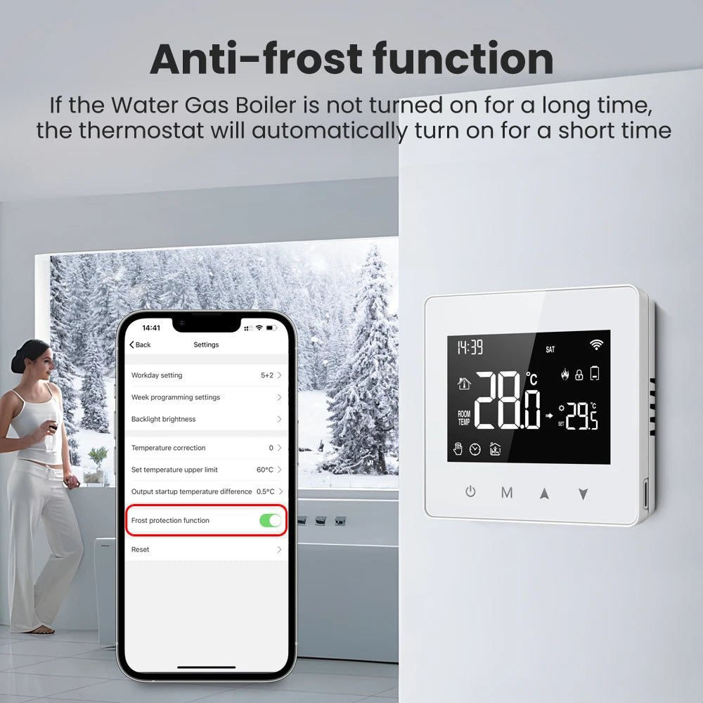 Smart-Dwelling - Tuya WiFi Zigbee Thermostat Battery-Powered Temperature Controller for Gas Boiler, for Alexa Google Home