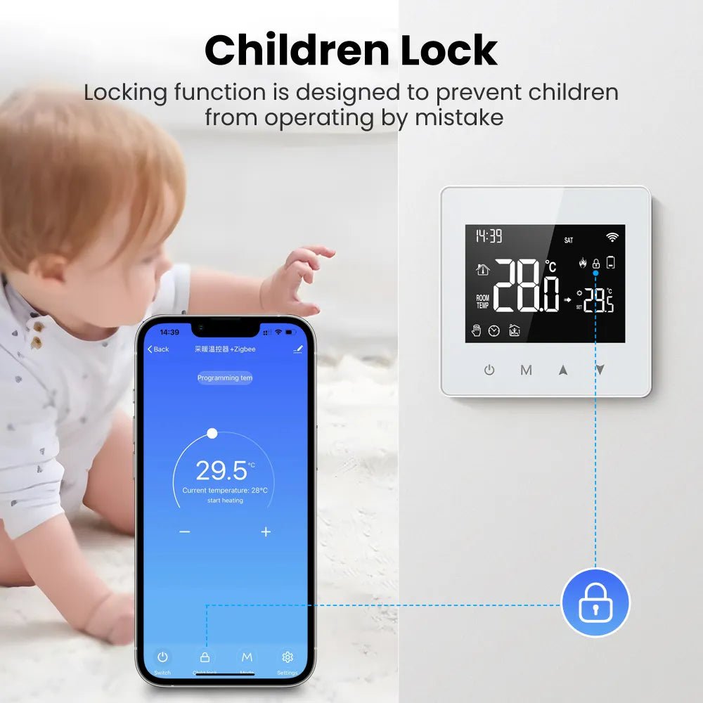 Smart-Dwelling - Tuya WiFi Zigbee Thermostat Battery-Powered Temperature Controller for Gas Boiler, for Alexa Google Home