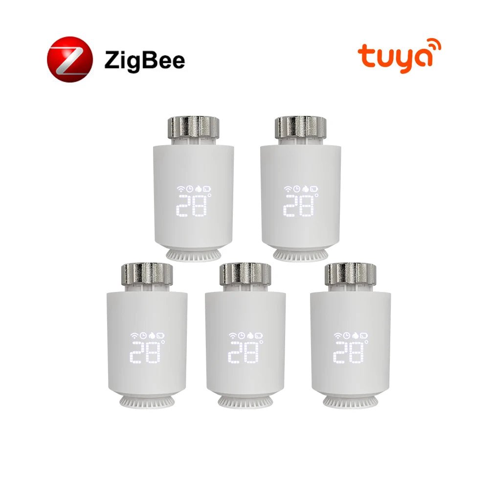 Smart-Dwelling - Tuya ZigBee3.0 Smart Radiator Thermostat Valve with APP Remote Control and Voice Command