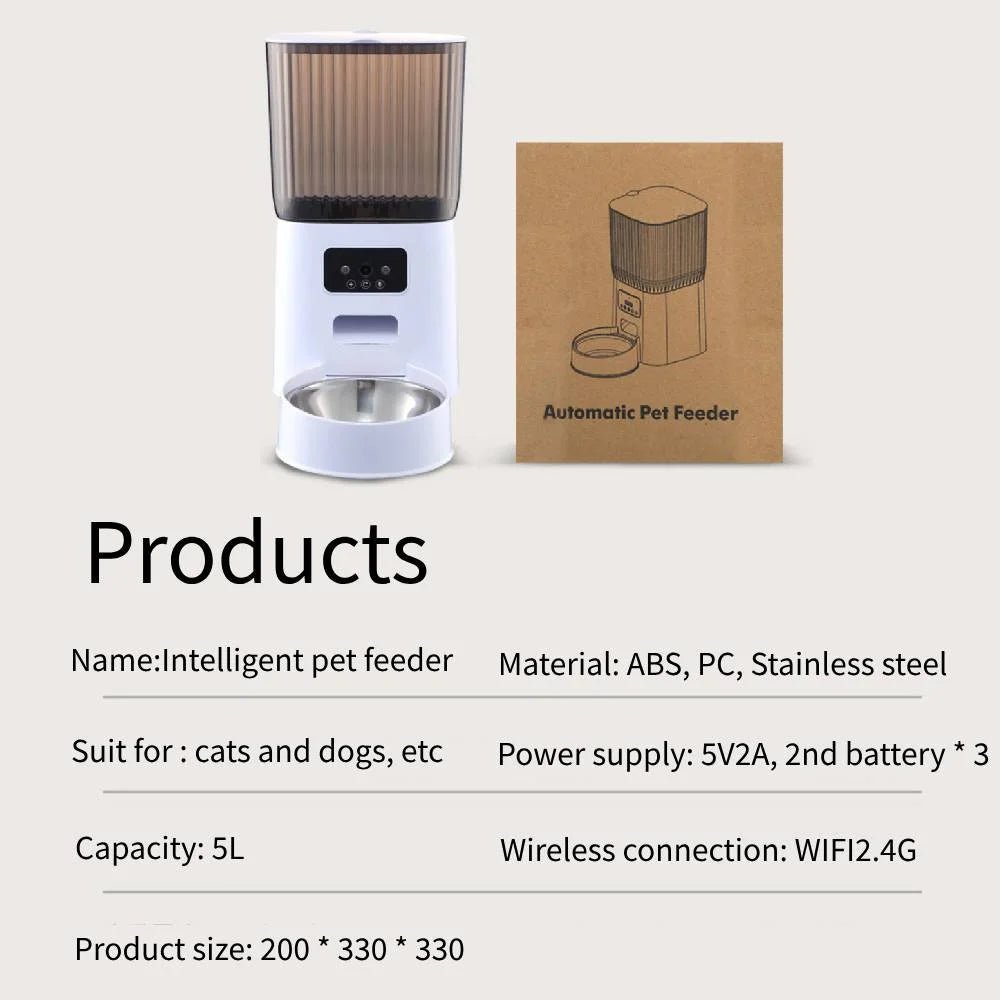 Smart-Dwelling - Smart WiFi Pet Feeder With or Without Camera and Dual Power System - 5L