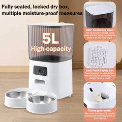 Smart-Dwelling - Smart WiFi Pet Feeder With or Without Camera and Dual Power System - 5L