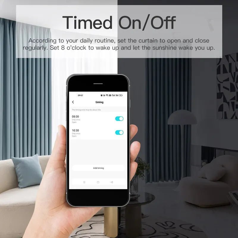 Smart-Dwelling - Tuya Curtain Motor for Roman & U Track - WiFi Smart Electric Curtain Robot with APP, Voice Control (Alexa/Google Home), and Automatic Open Feature