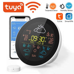 Smart-Dwelling - Tuya WiFi Clock 3-Day Weather Forecast Wireless Smart Thermometer Hygrometer Remote Gauge Alarm Clock