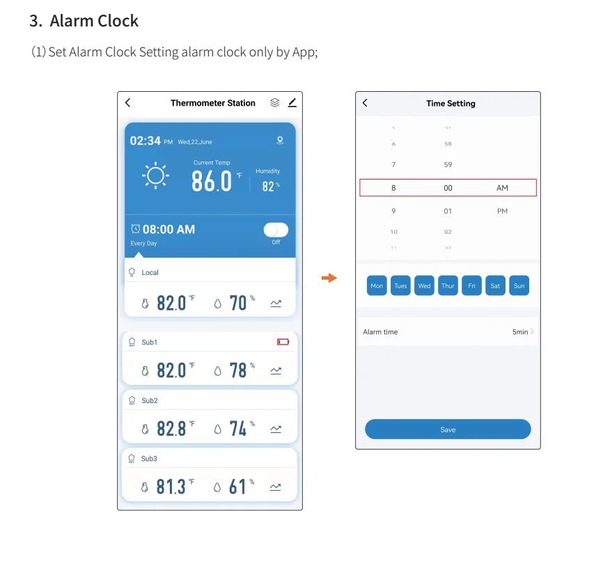 Smart-Dwelling - Tuya WiFi Clock 3-Day Weather Forecast Wireless Smart Thermometer Hygrometer Remote Gauge Alarm Clock