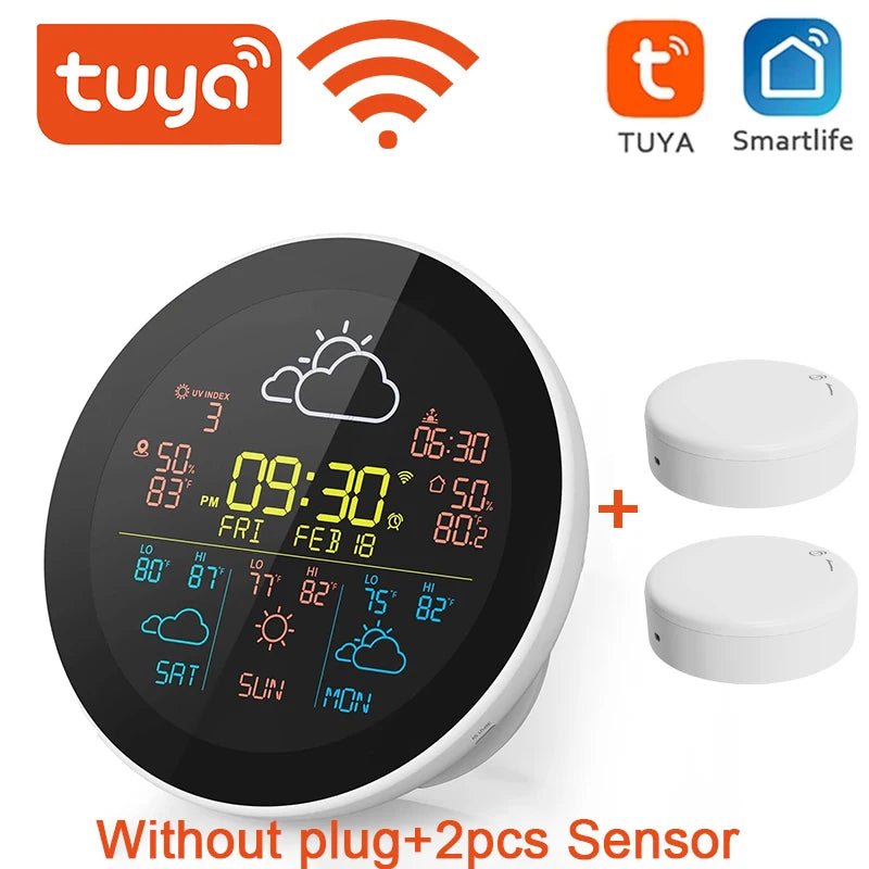 Smart-Dwelling - Tuya WiFi Clock 3-Day Weather Forecast Wireless Smart Thermometer Hygrometer Remote Gauge Alarm Clock