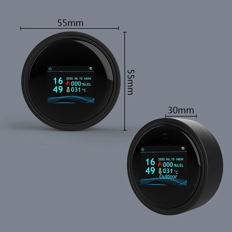 Smart-Dwelling - Tuya Wifi Natural Gas Leakage Detector Sensor, Smart Alarm, Digital LCD Temperature Display