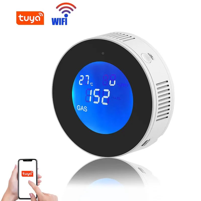 Smart-Dwelling - Tuya Wifi Natural Gas Leakage Detector Sensor, Smart Alarm, Digital LCD Temperature Display