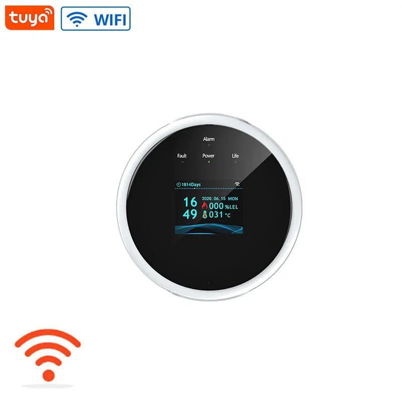 Smart-Dwelling - Tuya Wifi Natural Gas Leakage Detector Sensor, Smart Alarm, Digital LCD Temperature Display