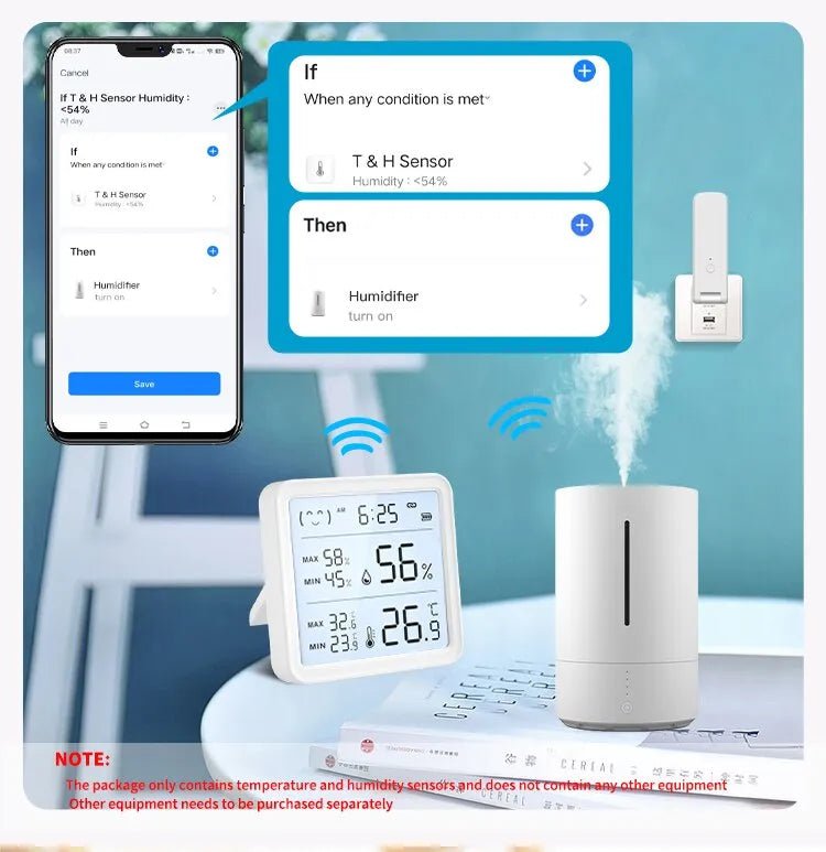 Smart-Dwelling - Tuya WiFi Temperature Humidity Sensor For Smart Home Backlight Hygrometer Thermometer Compatible Bluetooth APP Remote Control