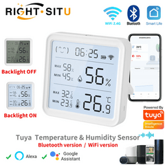 Smart-Dwelling - Tuya WiFi Temperature Humidity Sensor For Smart Home Backlight Hygrometer Thermometer Compatible Bluetooth APP Remote Control