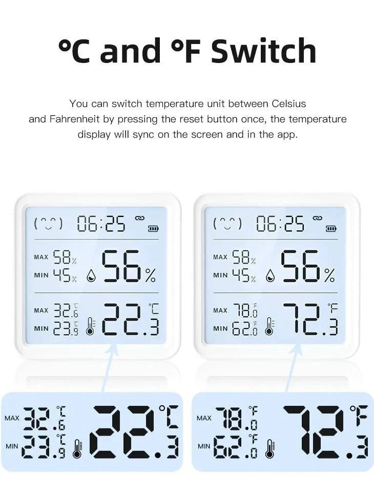 Smart-Dwelling - Tuya WiFi Temperature Humidity Sensor For Smart Home Backlight Hygrometer Thermometer Compatible Bluetooth APP Remote Control