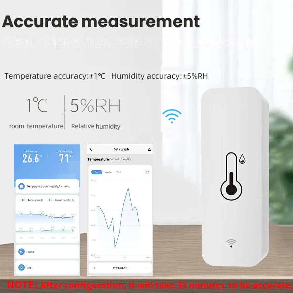 Smart-Dwelling - Tuya WiFi Temperature Humidity Sensor Smart Life Remote Monitor Compatible with Alexa Google Assistant