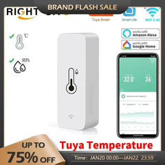 Smart-Dwelling - Tuya WiFi Temperature Humidity Sensor Smart Life Remote Monitor Compatible with Alexa Google Assistant