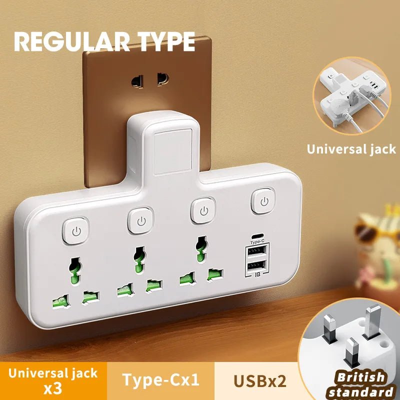 Smart-Dwelling - UK Plug 3 AC Universal Outlet Power With 3 USB Ports Wall Socket