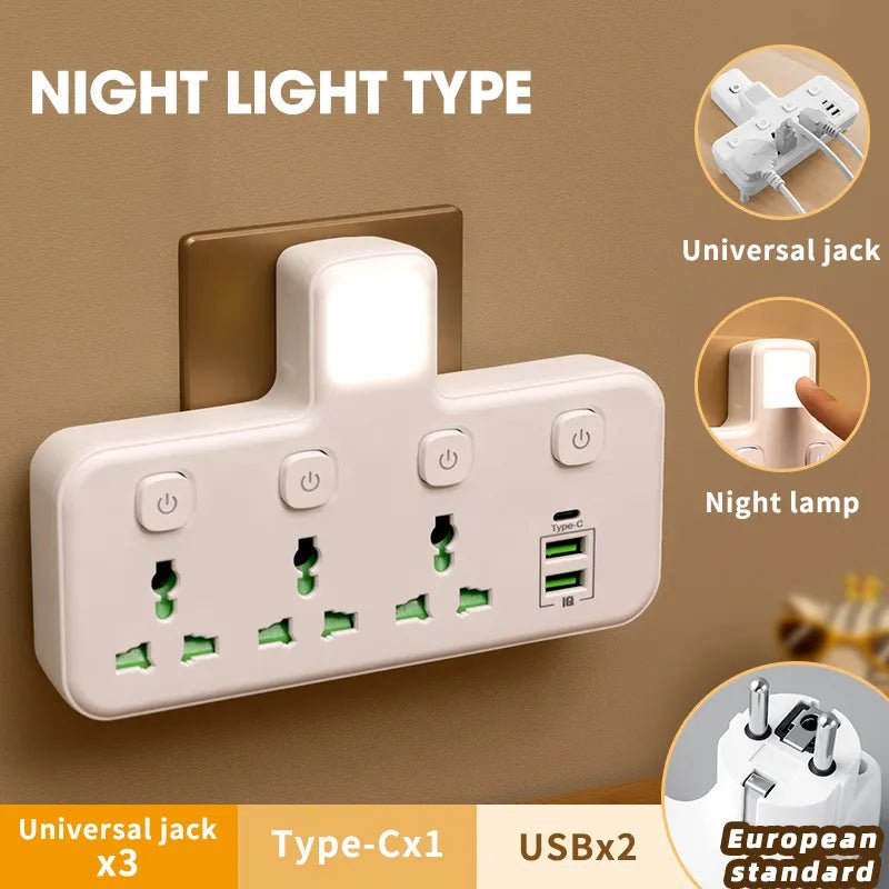 Smart-Dwelling - UK Plug 3 AC Universal Outlet Power With 3 USB Ports Wall Socket