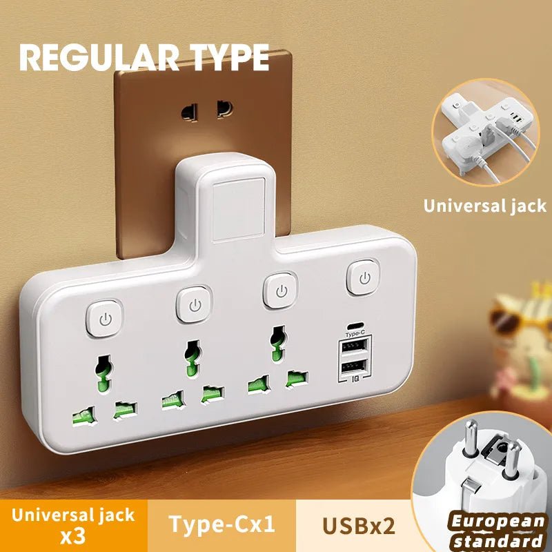 Smart-Dwelling - UK Plug 3 AC Universal Outlet Power With 3 USB Ports Wall Socket