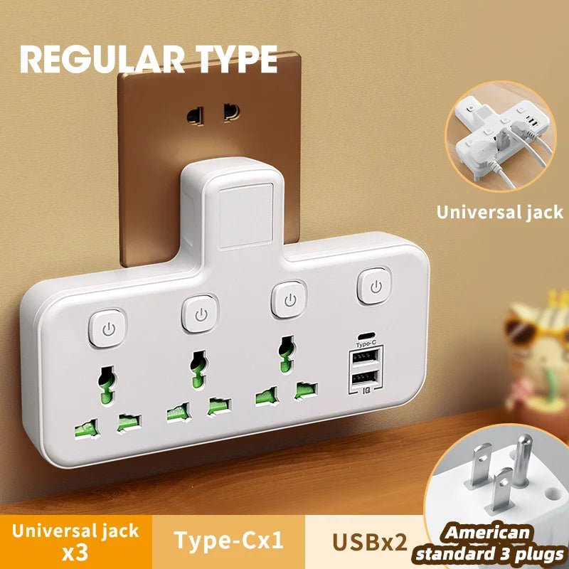 Smart-Dwelling - UK Plug 3 AC Universal Outlet Power With 3 USB Ports Wall Socket