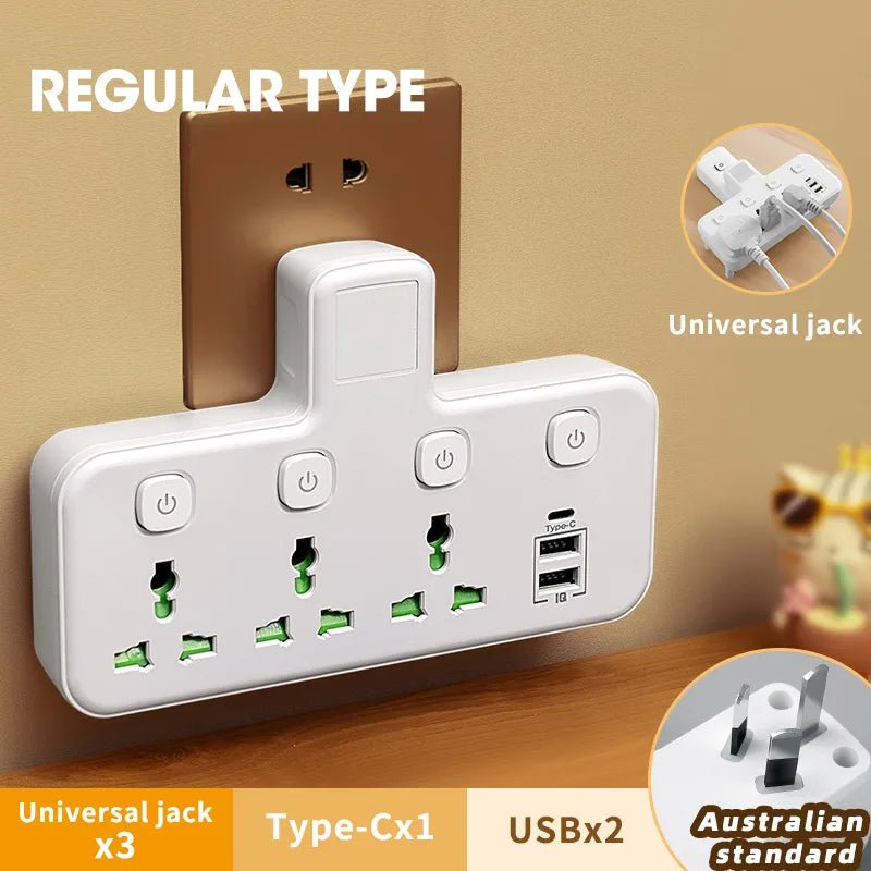 Smart-Dwelling - UK Plug 3 AC Universal Outlet Power With 3 USB Ports Wall Socket